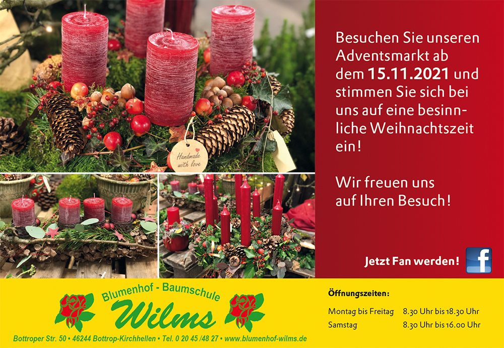 Besuchen Sie unseren Adventsmarkt am dem 15.11.2021